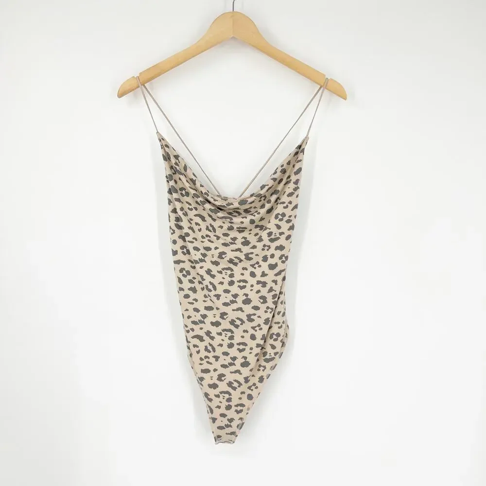 Abercrombie & Fitch Animal Print Cowl Neck Bodysuit Size Medium - Picture 2 of 8